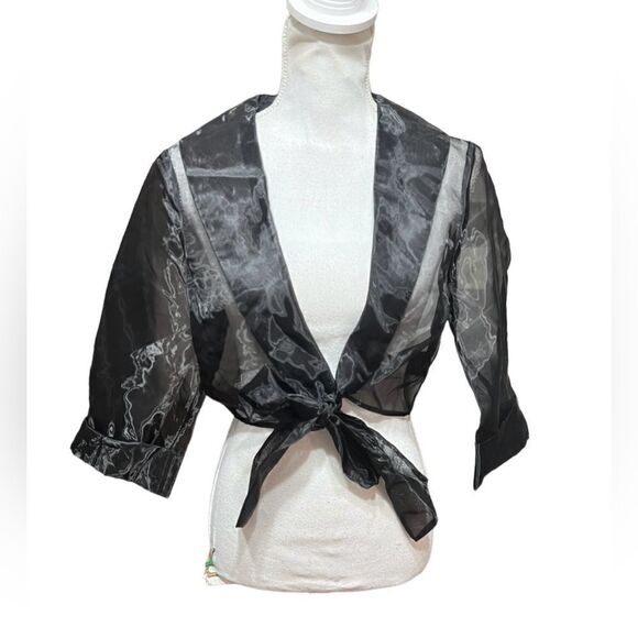 Maeve Sheer Tie-Front Blazer Blouse one size - Picture 2 of 5